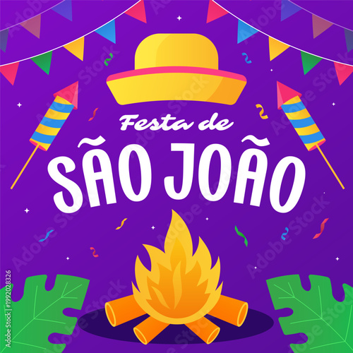 sao joao festival illustration in gradient style design
