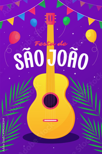 sao joao festival poster illustration in gradient style
