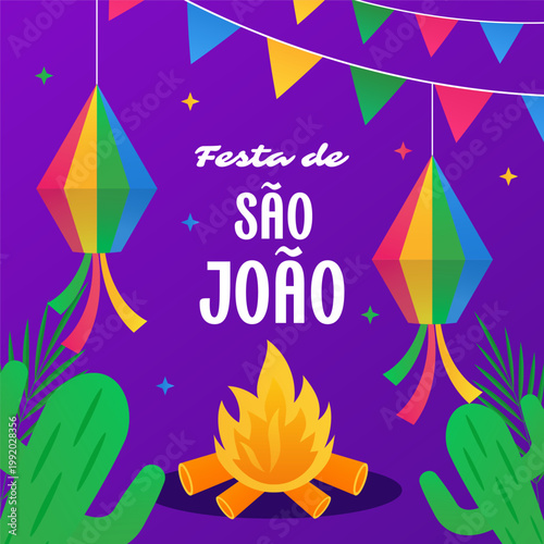 illustration for sao joao festival in gradient design