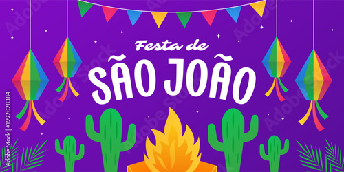 sao joao festival banner illustration in gradient style