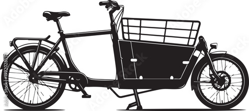 Cargo Bike, Bicycle Vector, Black Illustration, Delivery Transport