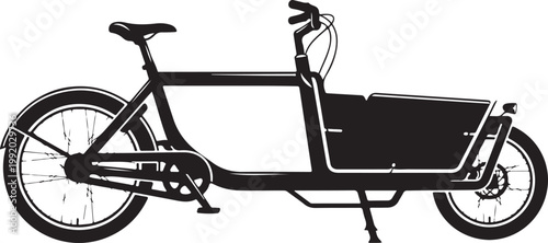 Cargo Bike, Electric Bicycle, Black Vector, Urban Transport, Delivery Cycle