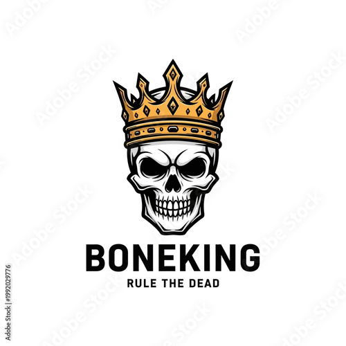 Skull wearing a golden crown.
