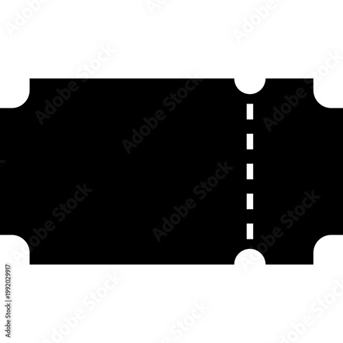 Cinema ticket icon black coupon pass shape