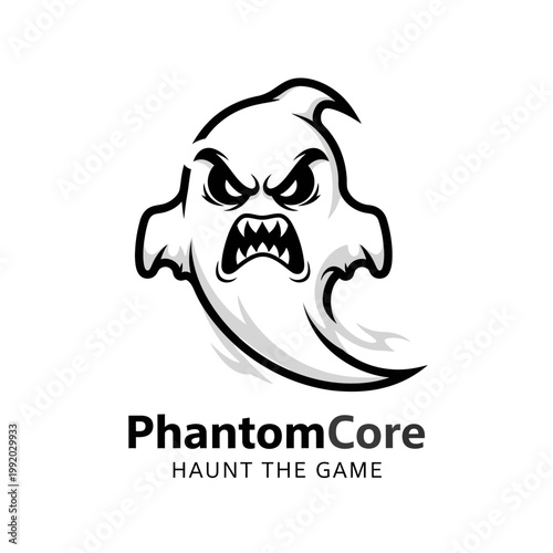 Angry ghost cartoon character head.