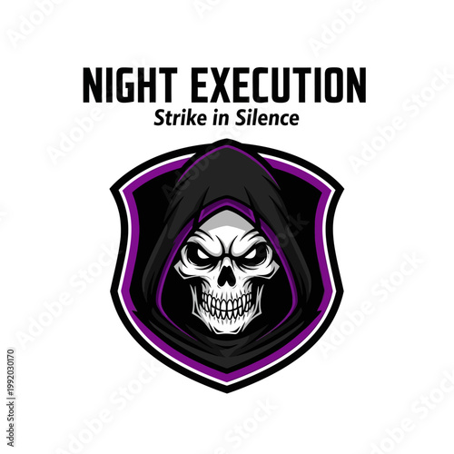 Grim Reaper Hooded Skull Logo Design.