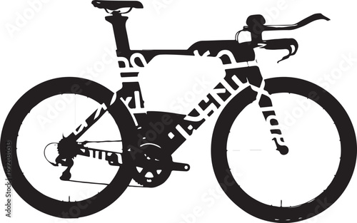 Black bicycle, road bike, cycling silhouette, sports equipment, vector icon