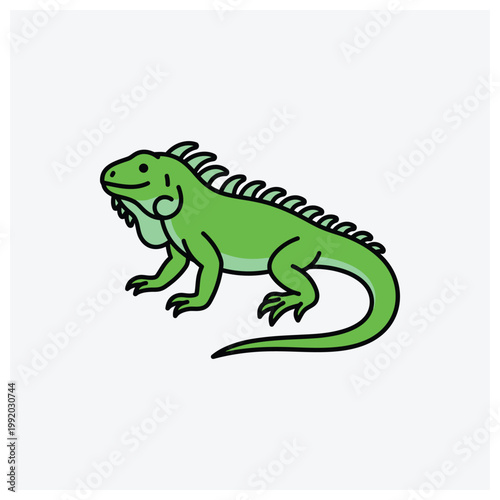 Minimal illustration of a green lizard silhouette.
