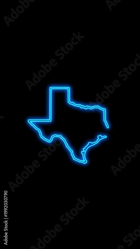 Mobile Vertical Resolution, 2160x3840 Pixels, Texas State (USA) Map Neon Lights, Texas State Neon Lights Map Opener Suitable for Elections, July 4th and Memorial Day