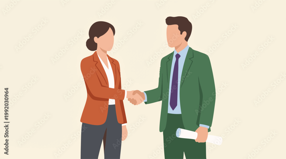 Fototapeta premium Business professionals shaking hands, sealing a deal or agreement