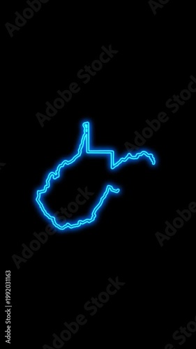 Mobile Vertical Resolution, 2160x3840 Pixels, West Virginia State (USA) Map Neon Lights, West Virginia State Neon Lights Map Opener Suitable for Elections, July 4th and Memorial Day