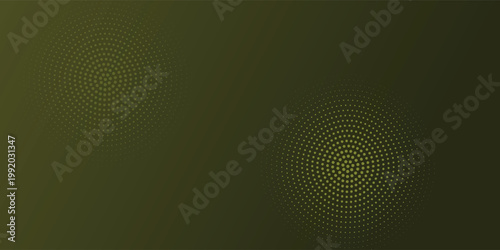 Abstract background with radiant vibrant deep olive green circular halftone dot patterns.