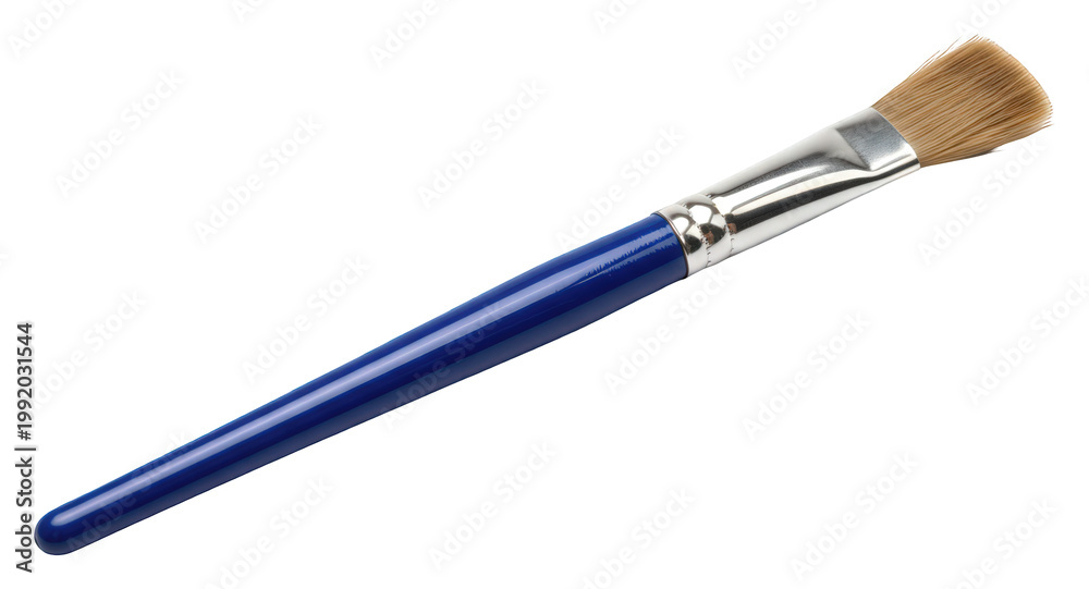 Fototapeta premium Sapphire blue paint brush with natural bristles, isolated and transparent
