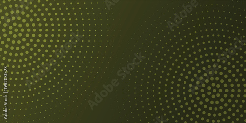 Abstract background with radiant vibrant deep olive green circular halftone dot patterns.