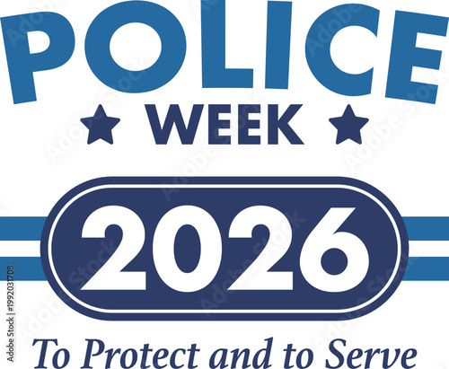 National Police Week in May. Celebrated annual in United States. In honor of the police hero. Police badge and patriotic elements. Officers Memorial Day. Poster, card, banner. Vector illustration