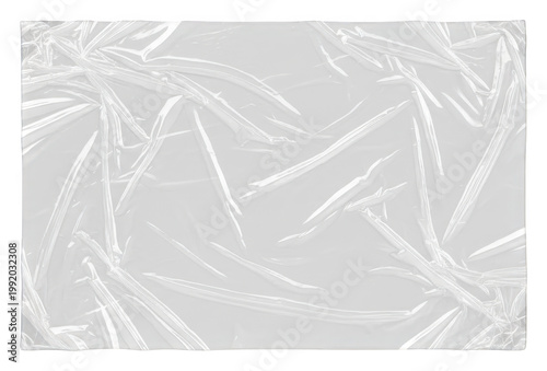 Crinkled plastic wrap texture, isolated and transparent
