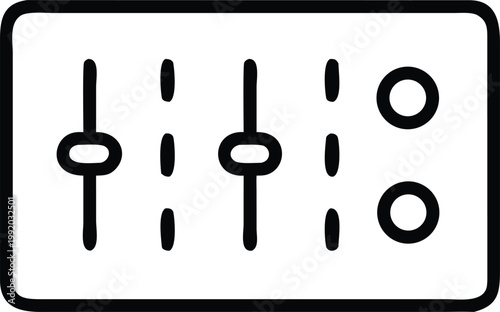 A black and white line drawing of a control panel with sliders and buttons high quality