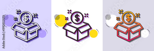 Post package line icon. Halftone dotted pattern. Gradient icon with grain shadow. Paid service sign. Line post package icon. Various designs. Vector