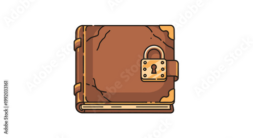 Brown leather locked book cover.