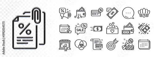 Digital wallet, Cashback and Payment card line icons for web app. Glare of light effect. Message icon. Pack of Target, Donation, Sale pictogram icons. Crown, Tax documents, Market seller signs. Vector