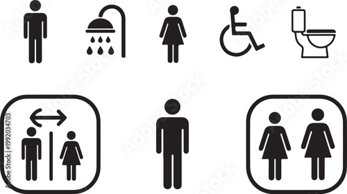 restroom signs and symbols vector illustration