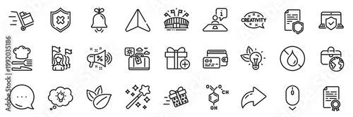 Push cart, Travel luggage and Scroll down line icons pack. Share, Message, Paper plane icons. Energy, Certificate diploma, No waterproof web icon. Bell, Magic wand, Organic product pictogram. Vector