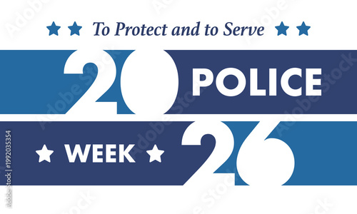 National Police Week in May. Celebrated annual in United States. In honor of the police hero. Police badge and patriotic elements. Officers Memorial Day. Poster, card, banner. Vector illustration