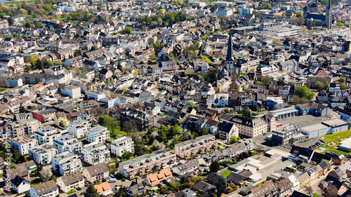 Schilderij op canvas Aerial panoramic view around the old town of the city of Euskirchen on a sunny s