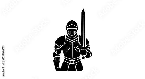 Medieval Knight in Armor Standing.