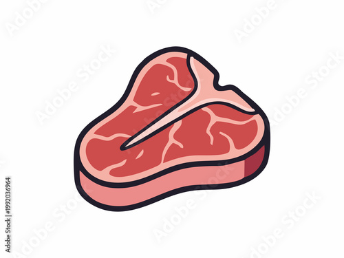 ​T-Bone Steak Vector Illustration Isolated on White Background