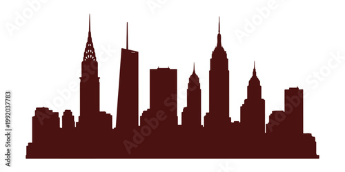 Modern city skyline silhouette rendered as a clean vector illustration.