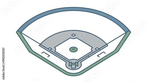 Baseball field illustration overhead view of diamond isolated on white background