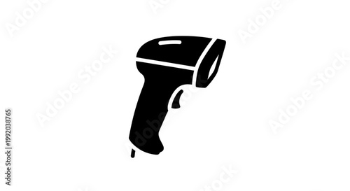 Black handheld barcode scanner device.