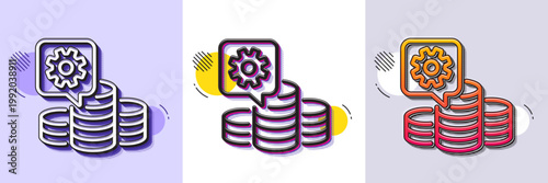 Making money line icon. Halftone dotted pattern. Gradient icon with grain shadow. Budget gain sign. Money working symbol. Line making money icon. Various designs. Vector