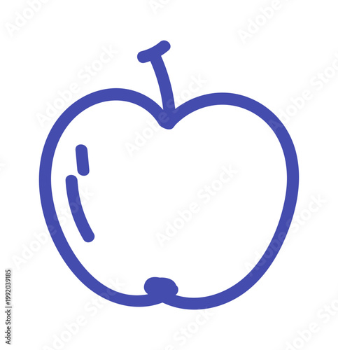 Apple Outline Icon With Stem Line Art