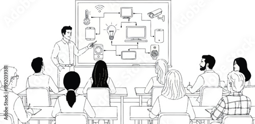 People sitting in a meeting room.