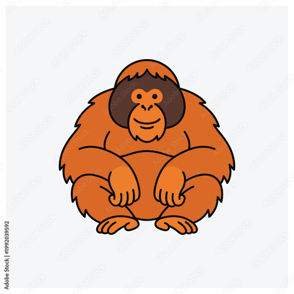 Obraz premium Minimal silhouette illustration of a sitting monkey