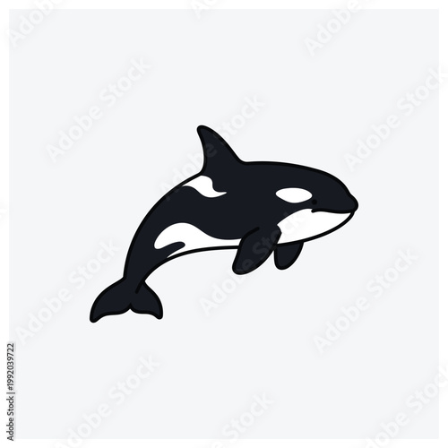 Simple black and white orca or killer whale silhouette illustration