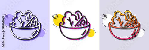 Salad line icon. Halftone dotted pattern. Gradient icon with grain shadow. Vegetable food sign. Healthy meal symbol. Line salad icon. Various designs. Vector