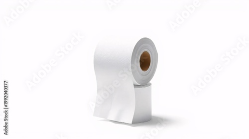 roll of white thermal paper on white background