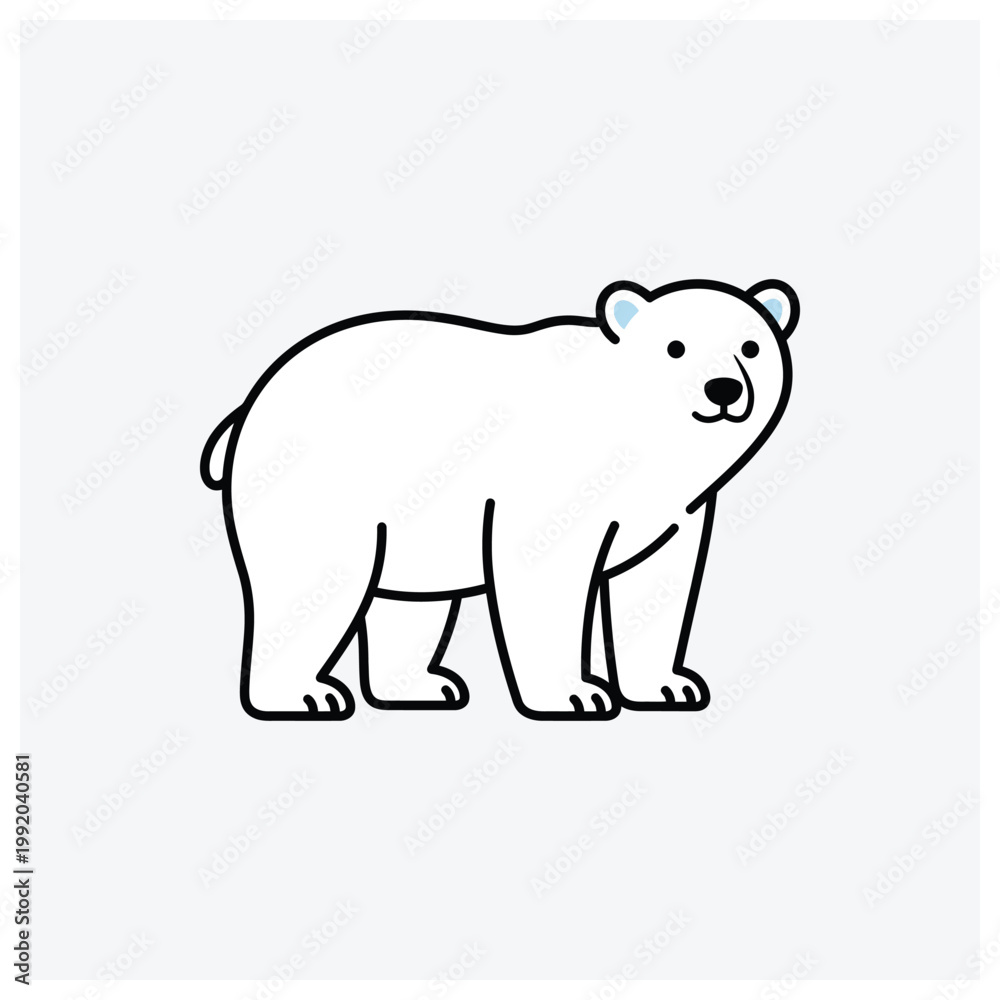 Fototapeta premium Simple silhouette drawing of a standing polar bear