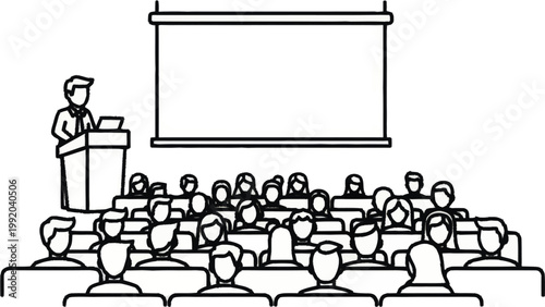 People sitting in a lecture hall.