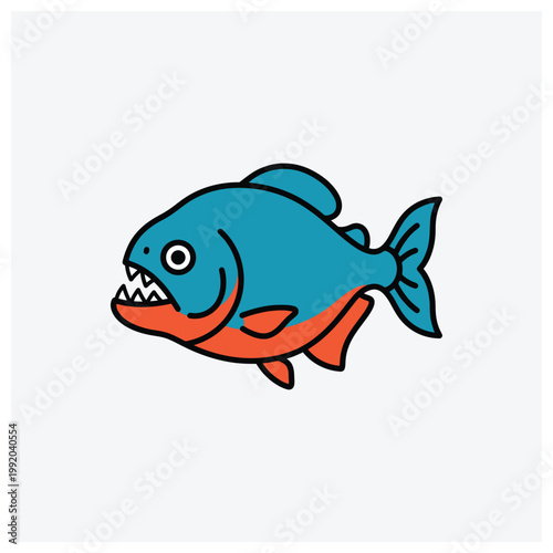 Cute blue shark vector illustration drawing