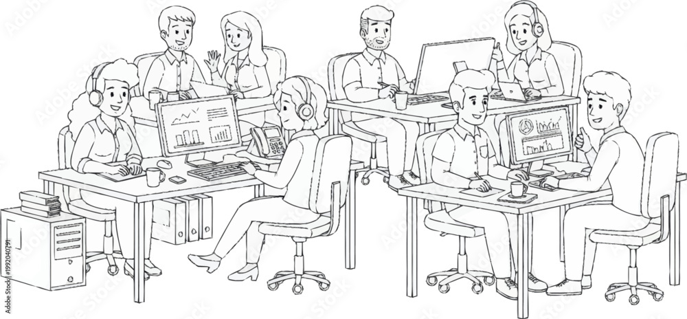 Obraz premium People working at office desks.