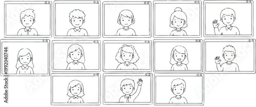 Variety of cartoon character faces expressions.