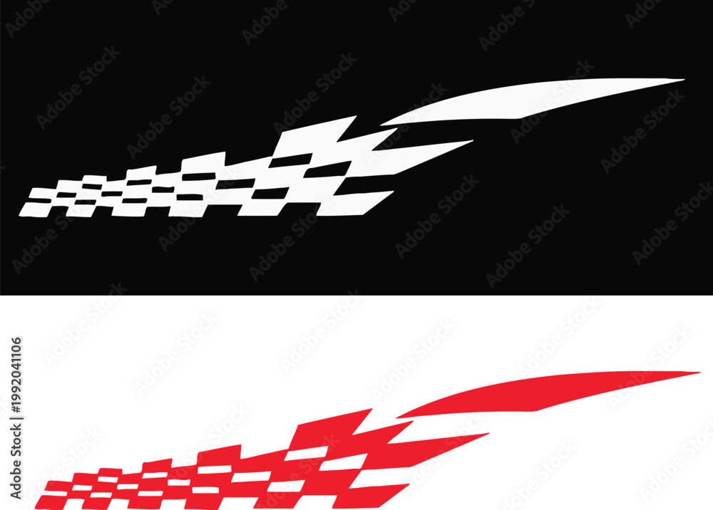 Fototapeta premium Checkered racing stripes on black and white backgrounds