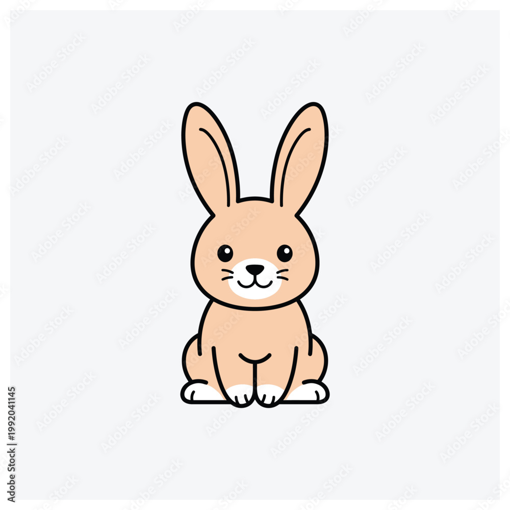 Fototapeta premium Minimalist cartoon bunny illustration, sitting rabbit silhouette