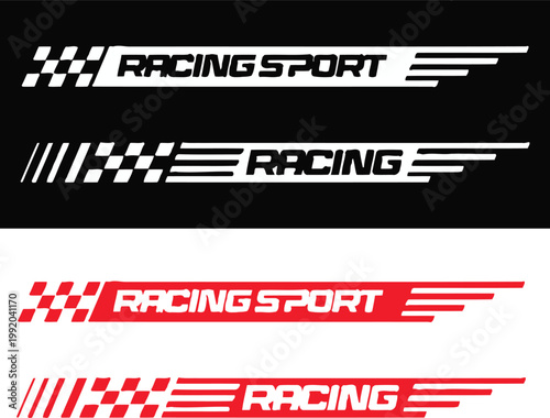 Racing sport and racing decals with checkered flag designs