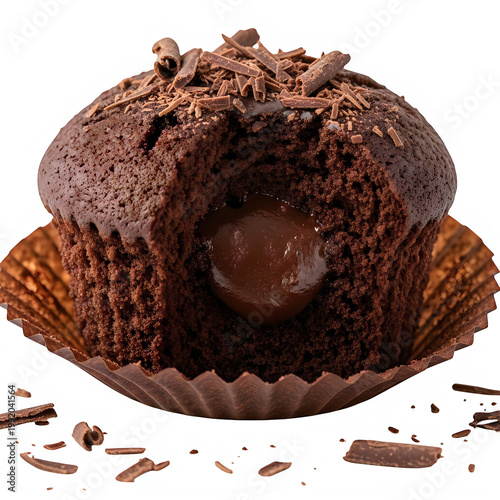 Chocolate cake with cream filling and a chocolate drizzle on a plate