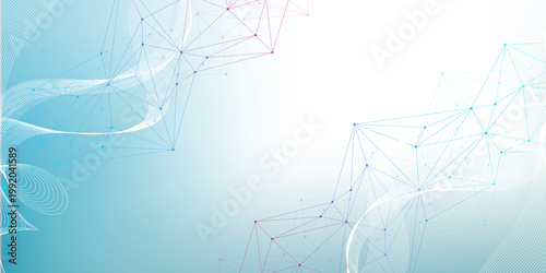 Global network connection website header or banner design. Abstract background with connecting dots and lines. Global business. Social network communication. Internet technology. illustration